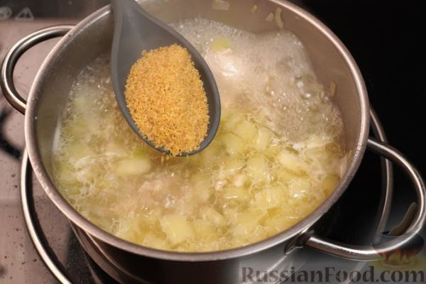 Куриный суп с пшеном, кукурузой и сливками