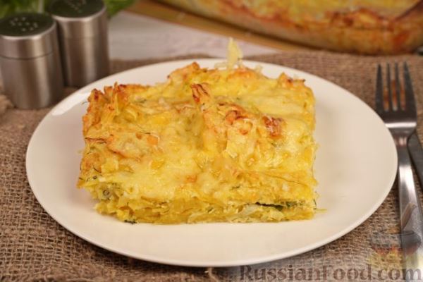 Рваный пирог из лаваша с кабачками и сыром