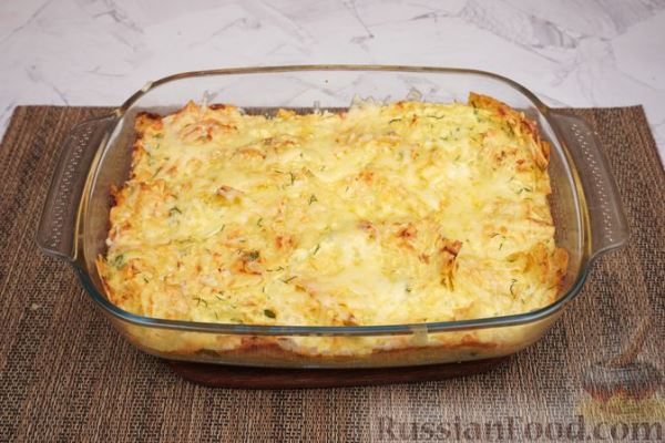 Рваный пирог из лаваша с кабачками и сыром