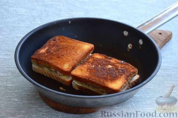 Сэндвичи с тунцом, жареным луком и сыром