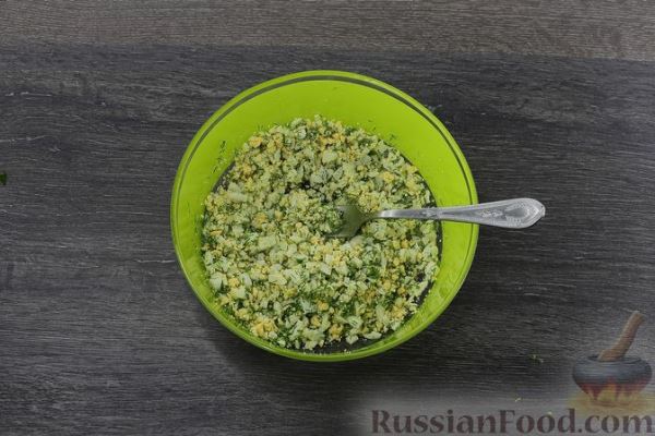 Блины, фаршированные сельдью и яйцами (на ряженке)